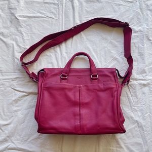 Camp Marzio Leather Laptop Bag - Raspberry - BARELY USED